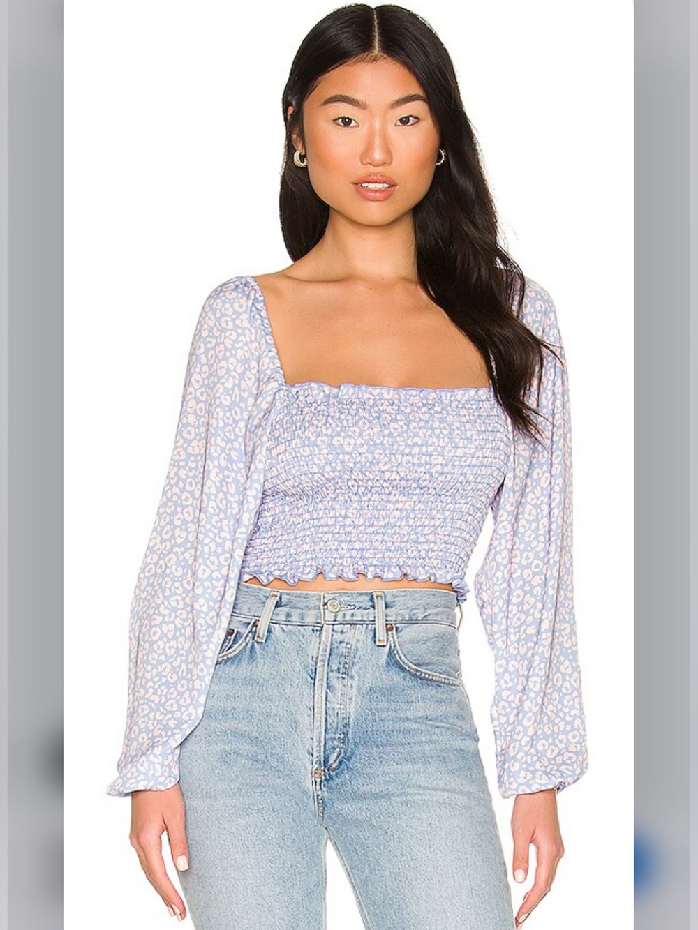 RESA Chevy Top in Catalina Print Long Sleeve Smocked size Medium